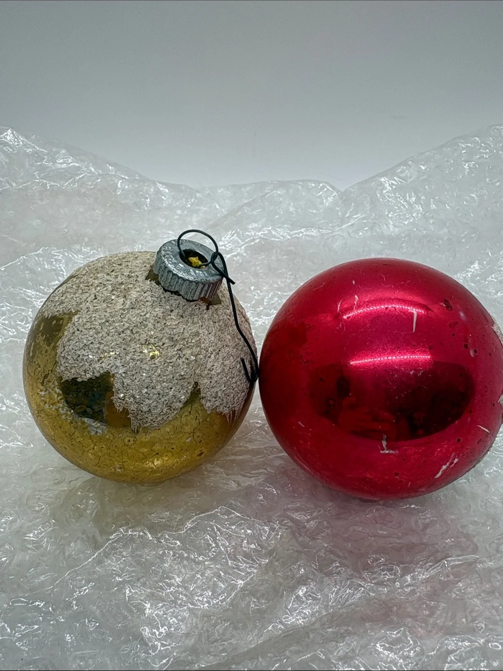 Shiny Brite Mercury Glass Snowcap Christmas Ornaments VTG.